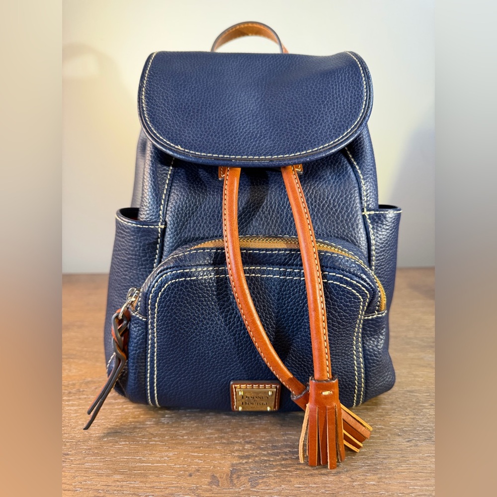 Dooney & Bourke Navy Medium Size Pebbled Leather Murphy Backpack